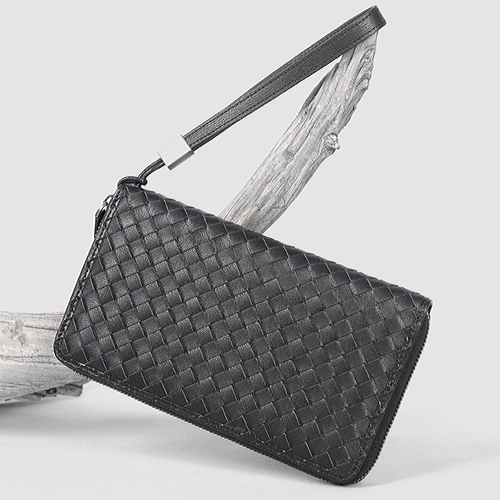 Плетеный бумажник подходит для мужчин и женщин, длинная кожаная универсальная маленькая сумка клатч с молнией