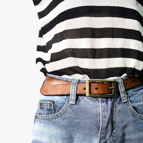 Оригинальный ретро медный кожаный универсальный ремень ручной работы, простой и элегантный дизайн