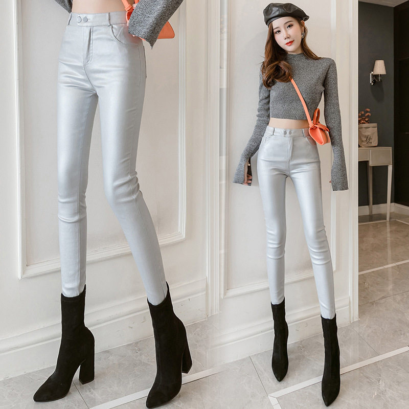 加绒皮裤女2026新款秋冬装紧身弹力压力皮裤靴裤高腰小脚铅笔长裤