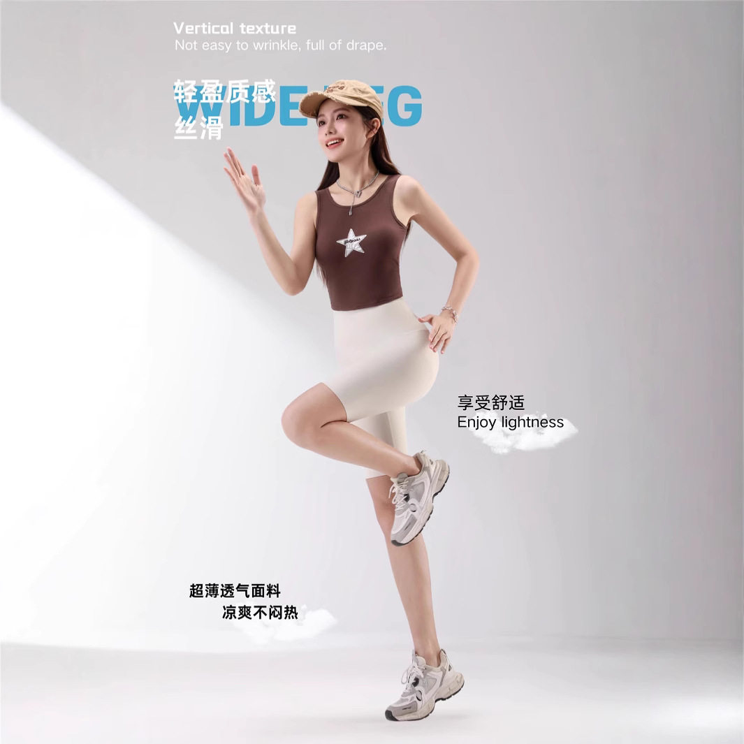 2025新款蝴蝶腰辣妹运动五分裤夏白色短款打底裤女收腹提臀鲨鱼