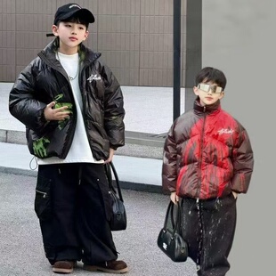 男童冬季棉服2025新款潮酷温变中大童加棉加厚洋气男孩棉袄外套潮