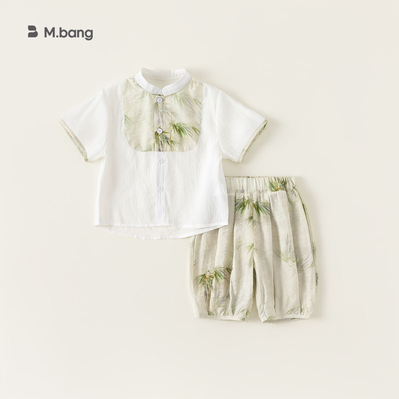 男童新中式汉服套装2024夏季薄款中国风唐装男宝宝短袖礼服两件套
