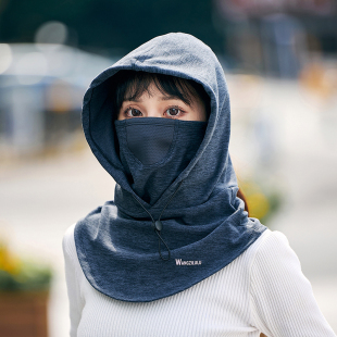 韩版连体卫衣帽女冬天保暖帽子套头围脖套两用一体加厚护耳帽搭配