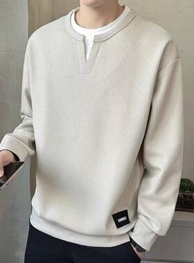 印花秋冬卫衣男2025年春秋季韩版新款圆领宽松上衣chic港风潮流