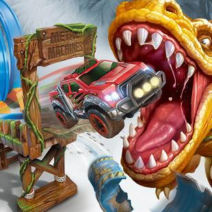 ZURU合金争霸小汽车侏罗纪恐龙轨道玩具儿童赛车赛道套装 玩具车男