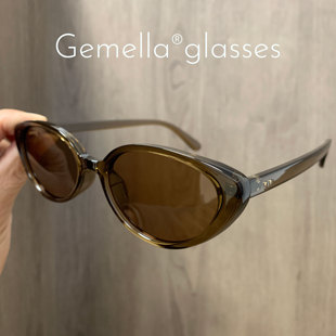 145mm复古小框椭圆茶色框猫眼墨镜女款高级感防紫外线太阳眼镜潮