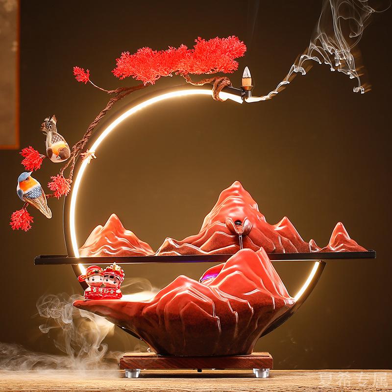 招财循环水假山喷泉摆件