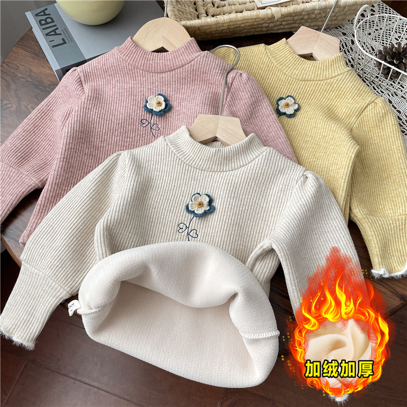 韩版长袖小花女童打底衫