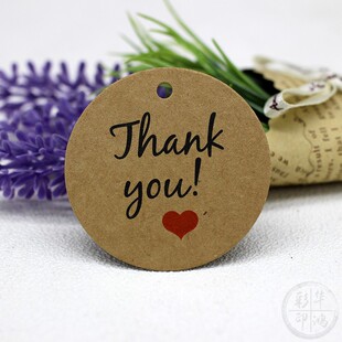 现货圆形thankyou吊牌定做 烘培手作小挂牌定制结婚喜糖礼盒标签