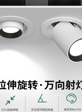 可拉伸LED射灯嵌入式COB可调角度家用客厅玄关商铺照画象鼻伸缩灯