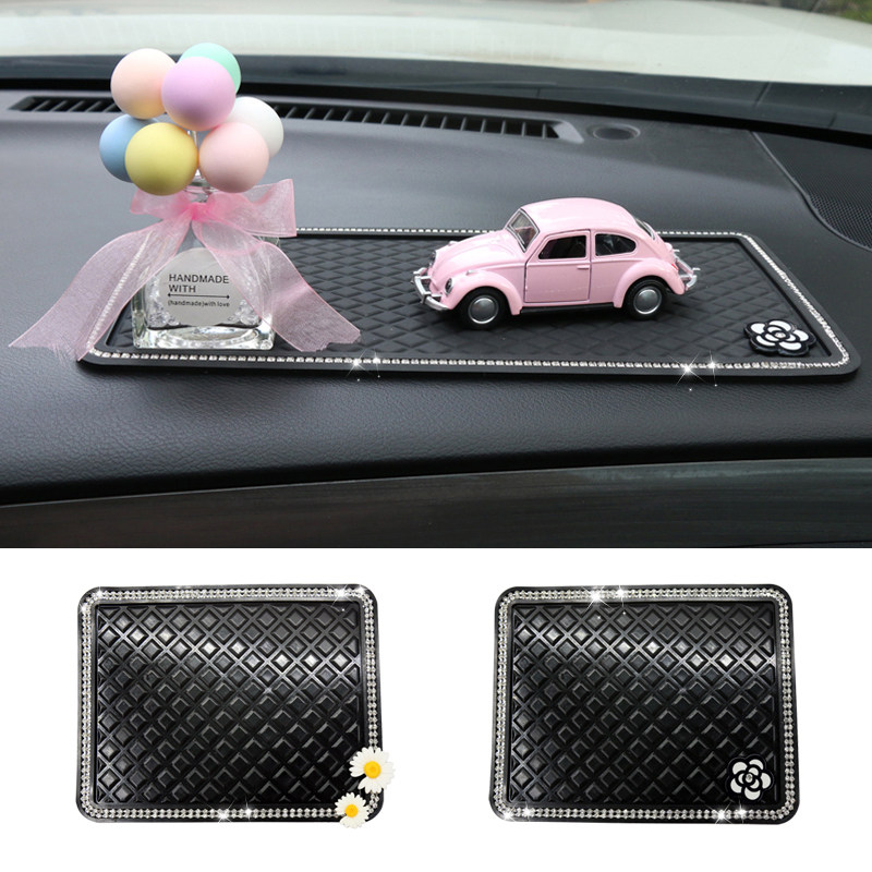 车载用仪表台多功能镶钻置物垫汽车可爱卡通手机防滑耐高温防滑垫