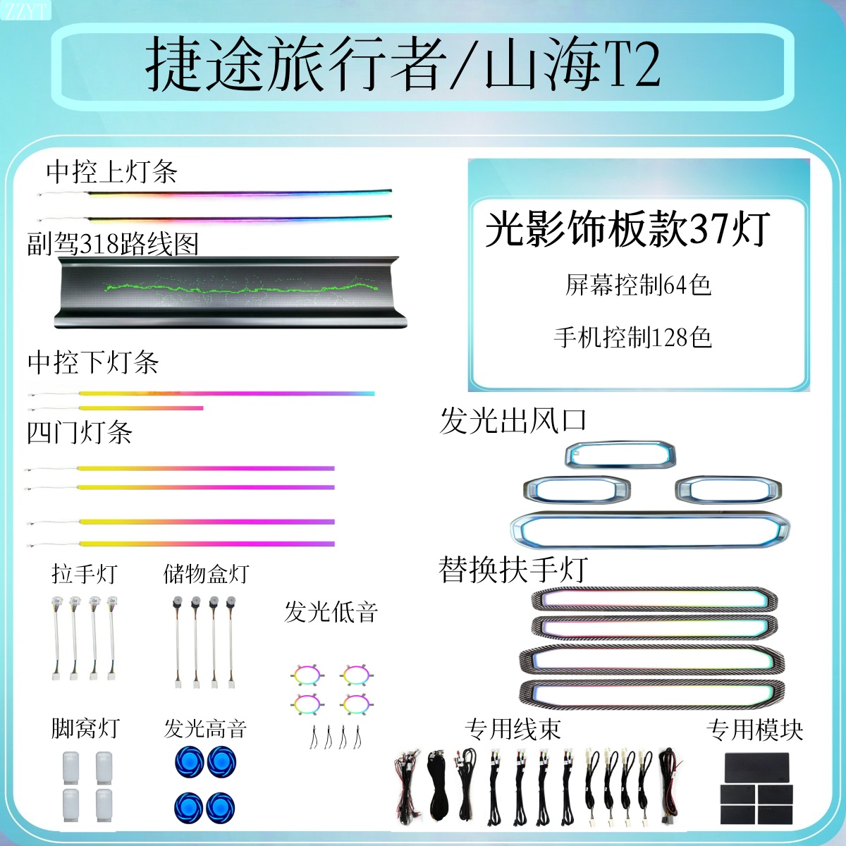 奇瑞艾瑞泽捷途大圣旅行者氛围灯
