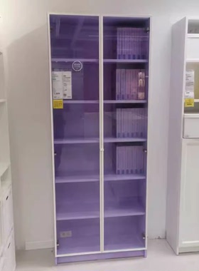 宜家国内代购 毕利  赫格伯书柜，带玻璃门 白色 80x30x202 厘米