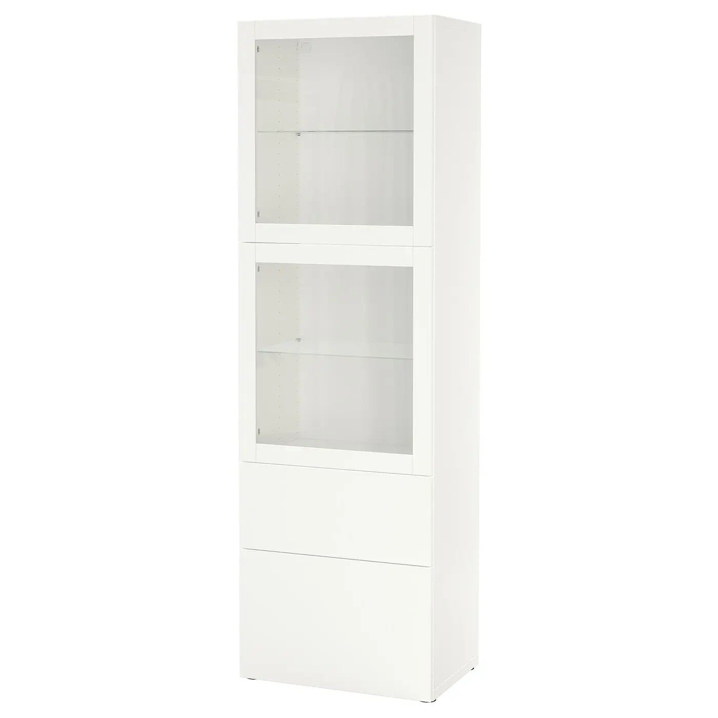 宜家贝达 玻璃门储物组合白色透明玻璃60x42x193厘米简约国内代购