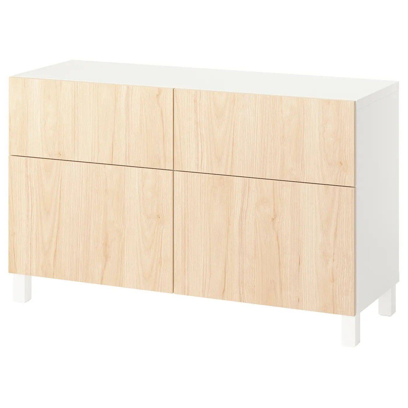 国内宜家代购贝达储物组合带门/抽屉白蜡木120x42x74静音抽屉轨道