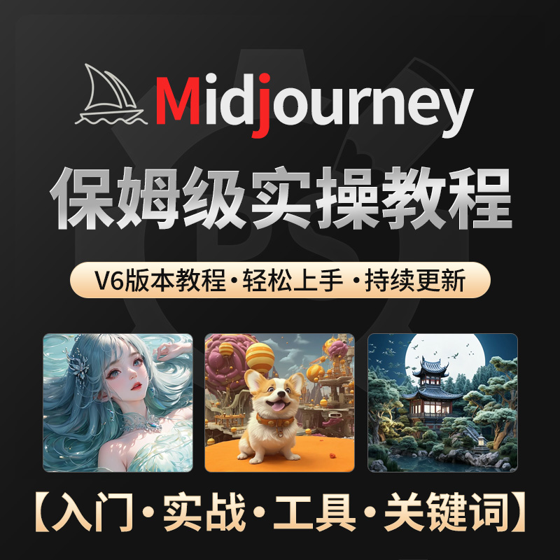 Midjourney基础入门到精通学习课程关键词AI绘画MJ高清视频教程 商务/设计服务 设计素材/源文件 原图主图