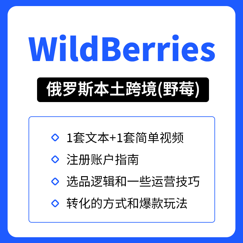 俄罗斯WB本土跨境 WildBerries系统运营教程新手入驻注册小白课程