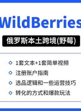俄罗斯WB本土跨境 WildBerries系统运营教程新手入驻注册小白课程