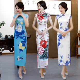 长款旗袍夏秋2026新款女中国风复古修身老上海改良祺袍连衣裙