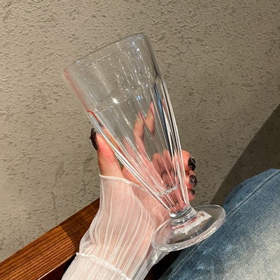 玻璃杯饮料果汁杯300ml网红奶茶杯家用创意沙冰奶昔饮品杯雪糕杯