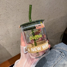 高颜值玻璃杯500ml高硼硅竹节杯家用喝水杯吸管杯办公室杯子