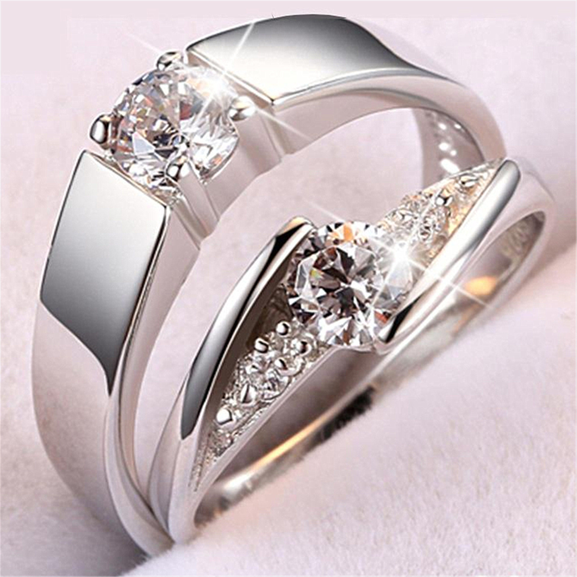 韩版创意经典情侣戒指女仿925婚戒学生对戒开口戒求婚仿真钻戒批