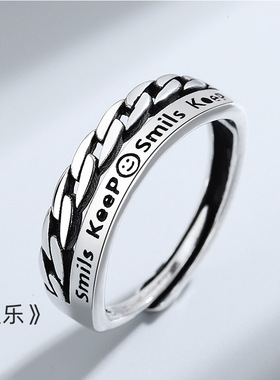 复古极乐戒指小众高级感仿泰银指环支持打样小批量男士戒指批发