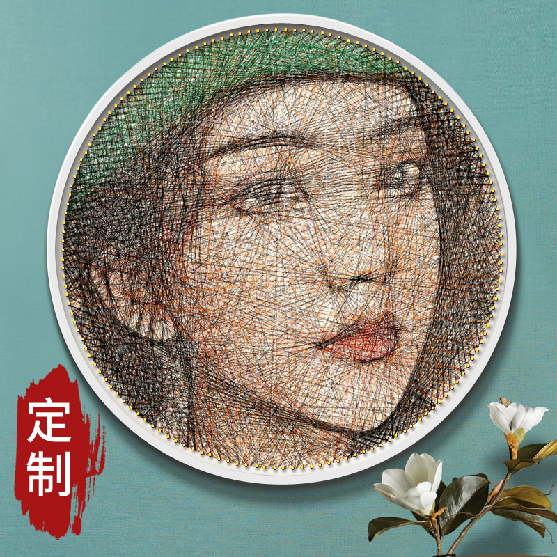 彩色钉子绕线画diy手工制作缠弦丝画火影海贼王人物定制照片礼物