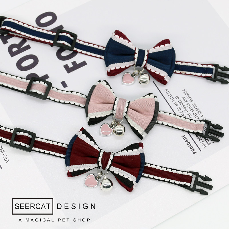 小色猫 猫咪狗狗铃铛项圈宠物蝴蝶结领结泰迪项链饰品可调节包邮