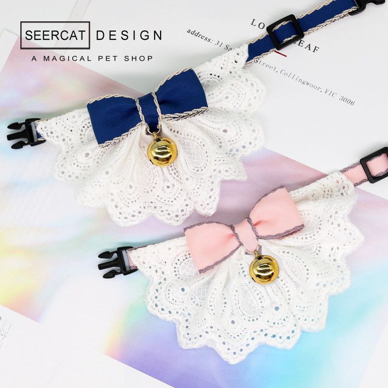 小色猫 手工宠物饰品猫咪狗狗蝴蝶结铃铛项圈围脖泰迪贵宾三角巾