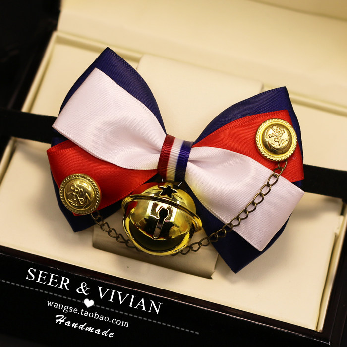 手工宠物猫狗海军风绅士领结铃铛蝴蝶结项圈猫咪狗狗饰品泰迪