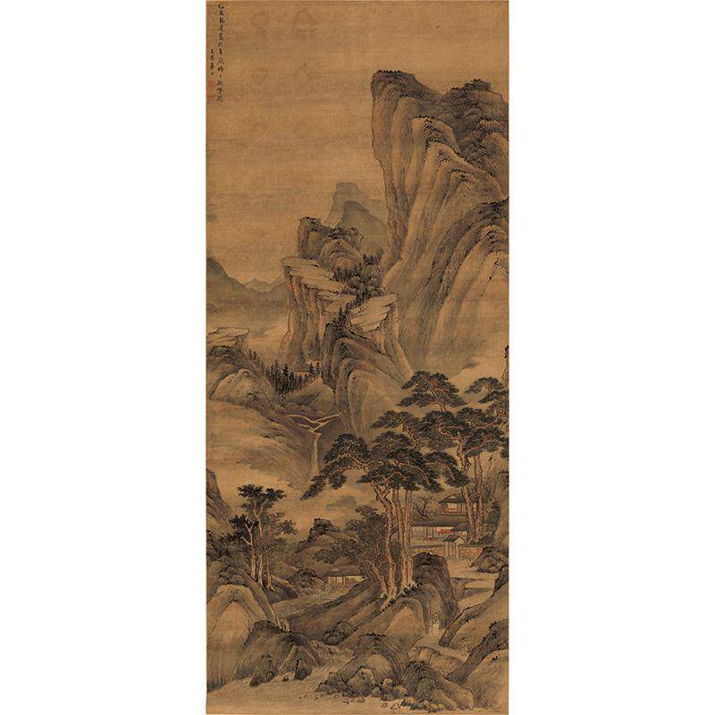 古代名画真迹复制章谷松瀑幽居图国画山水画微喷明家字画装饰画