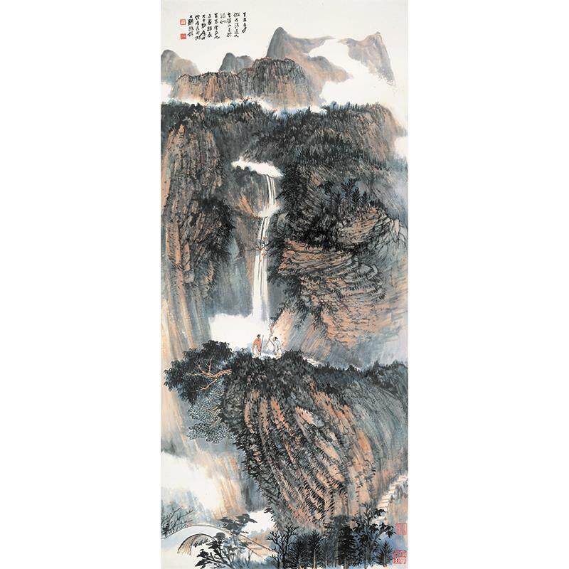 1:1张大千仿石溪燕山图真迹国画艺术微喷名画复制品临摹装饰收藏