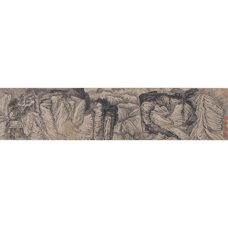 1:1清石涛奇峰怪石图山水画国画艺术微喷古代名画复制品装饰画