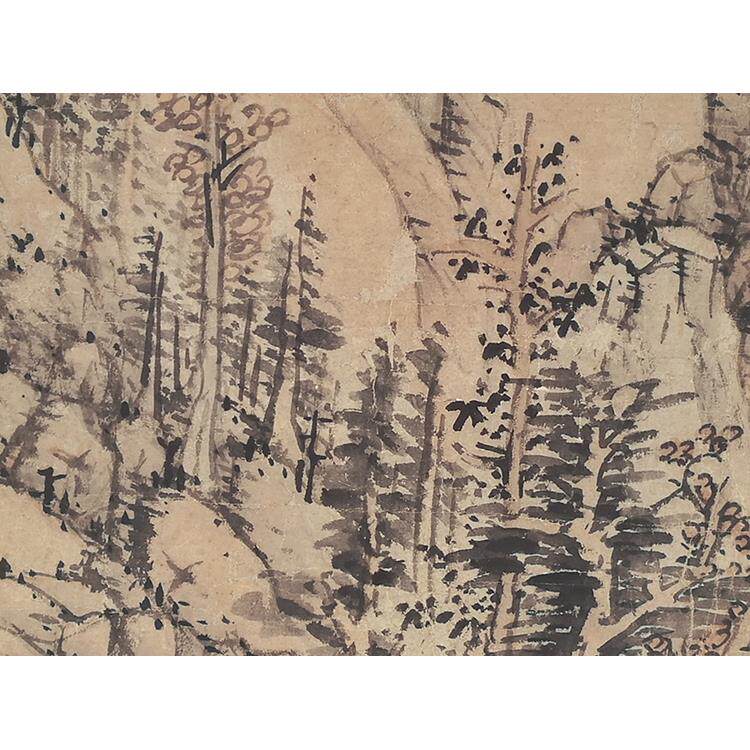 1:1明蓝瑛仿一峰山水图轴设色国画艺术微喷古代名画复制品装饰画