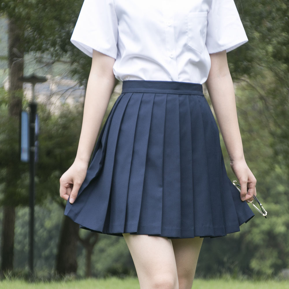 jk制服裙20褶女生校服制服纯色百褶裙日系少女春秋半身裙不良短裙