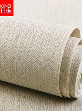 雅琪诺墙纸无纺布素色亚麻布纹条纹壁纸客厅卧室卡其色灰色高级感