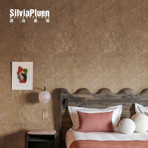 美式乡村防水耐磨加厚壁纸土黄色