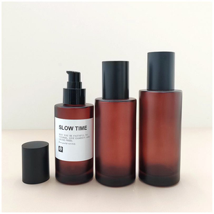 大容量150ML棕色磨砂玻璃避光分装瓶 按压式乳液卸妆油分装空瓶子