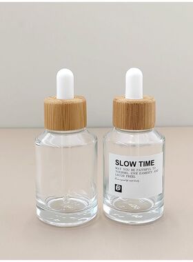 加厚透明玻璃竹圈滴管分装瓶 高端美容院酒店轻奢调配精油瓶 60ML