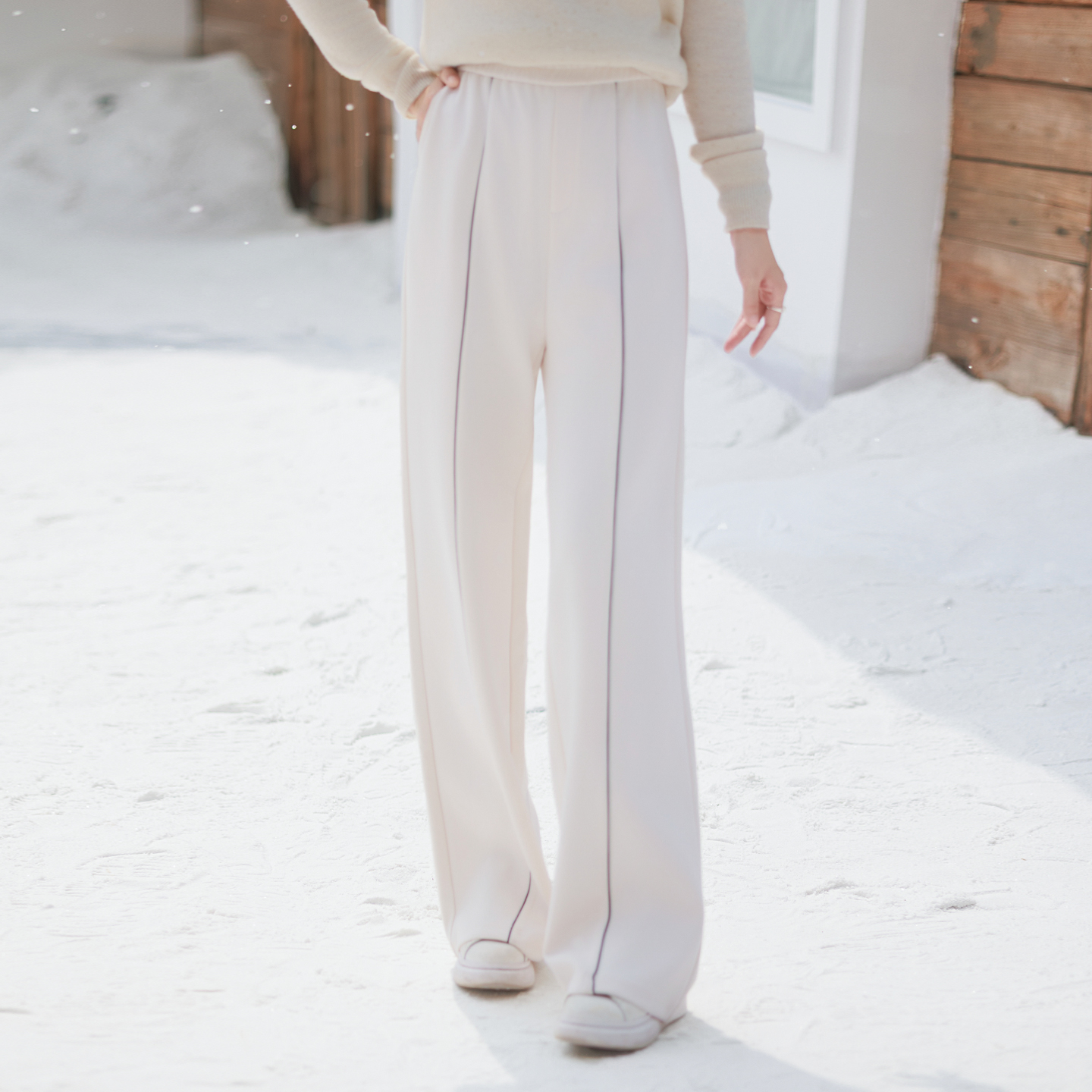 松紧腰阔腿裤女宽松显瘦休闲长裤