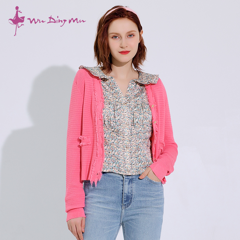 五丁目衣舍V领开衫格子气质