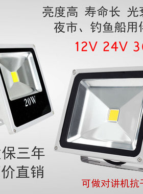 LED投光灯低压直流12V24V10W20W50W船用电瓶泛光灯户外太阳能防水