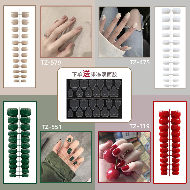 短款方头指甲贴片假指甲成品24片