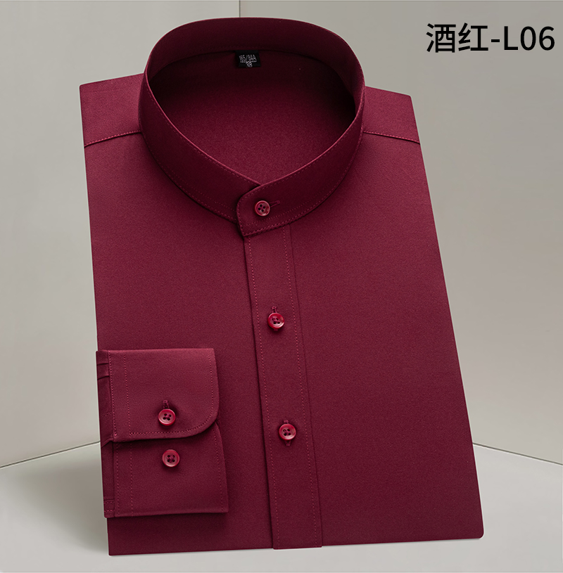 立领衬衫男长袖商务休闲职业装潮