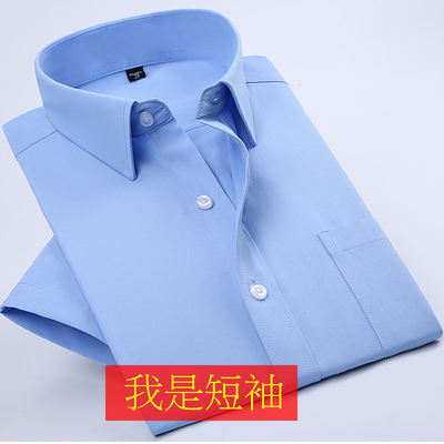 Summer thin white shirt, men's short-sleeved business and professional work clothes, blue shirt, men's half-sleeved one-inch work clothes