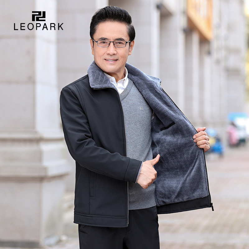 中年男士棉衣爸爸冬装外套男装冬季爷爷加绒加厚棉袄中老年人棉服