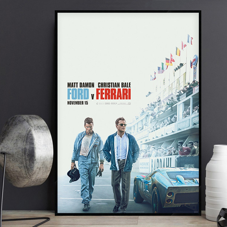 Ford v Ferrari 极速车王经典电影海报装饰画赛车复古酒吧墙挂画