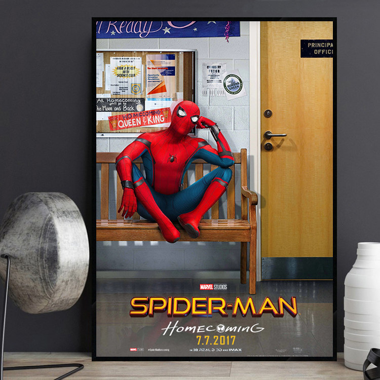 Spider Man 蜘蛛侠英雄归来漫威电影海报装饰画儿童房床头壁挂画