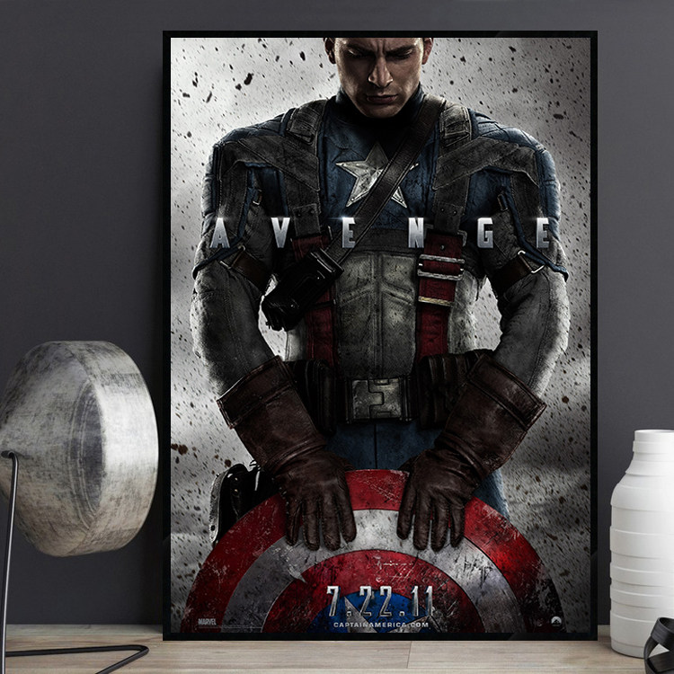 Captain America 美国队长经典漫威电影海报装饰画儿童房床头挂画